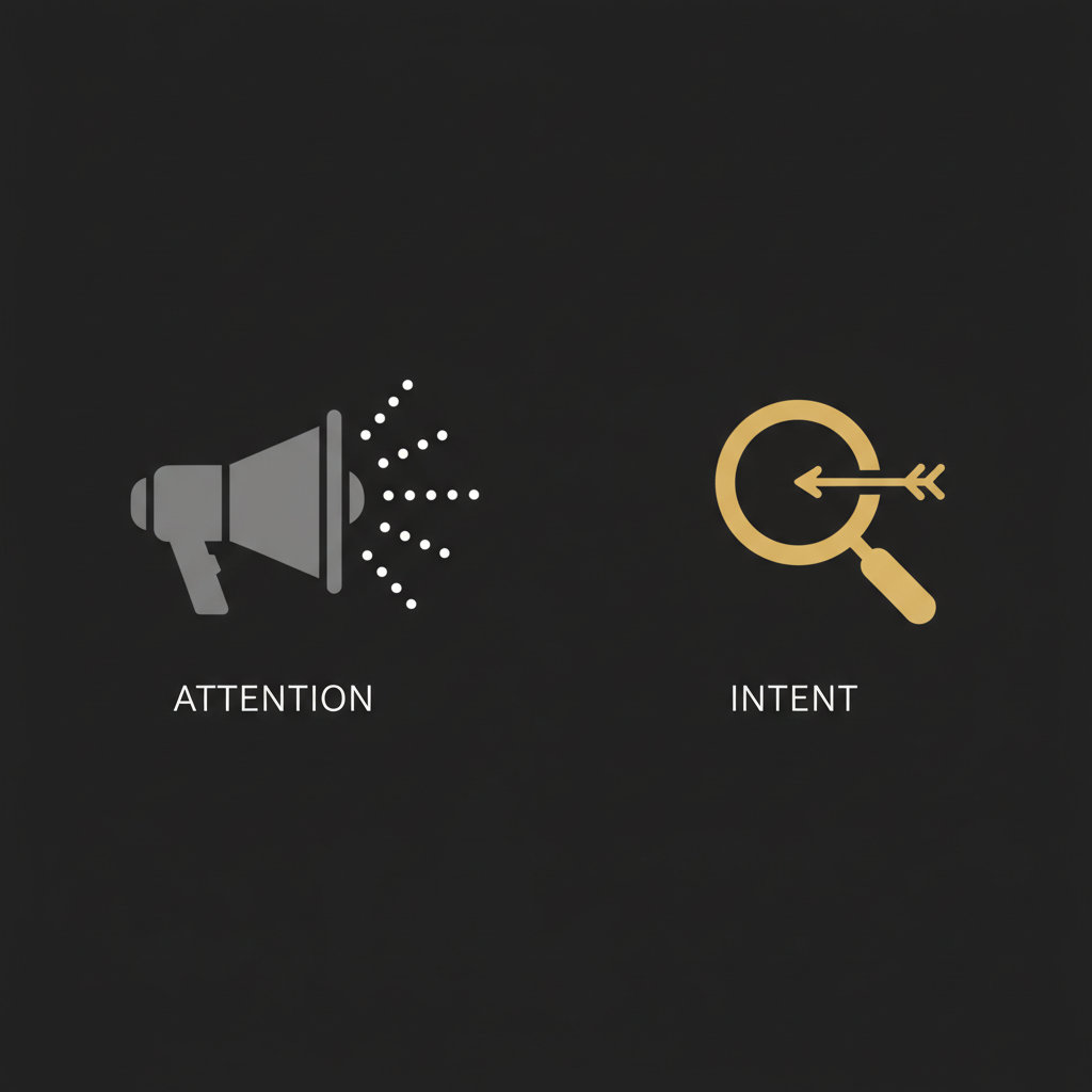 Two contrasting icons representing attention capture and intent capture approaches