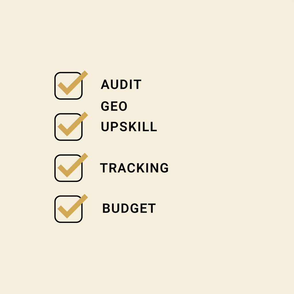 Visual checklist with five preparation steps for AI advertising readiness